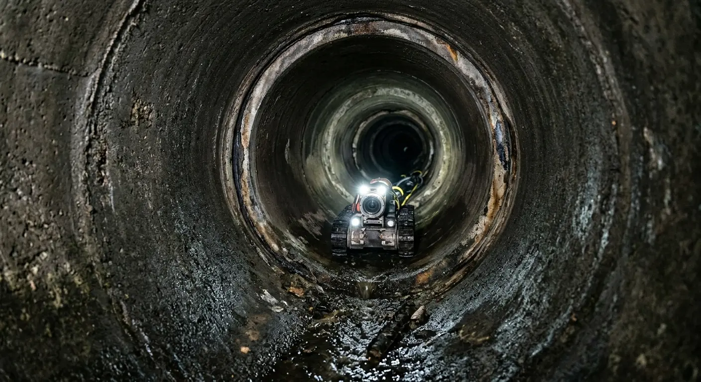 Robotic sewer camera inspecting pipe interior for Sewer Line Cleaning in Chicago